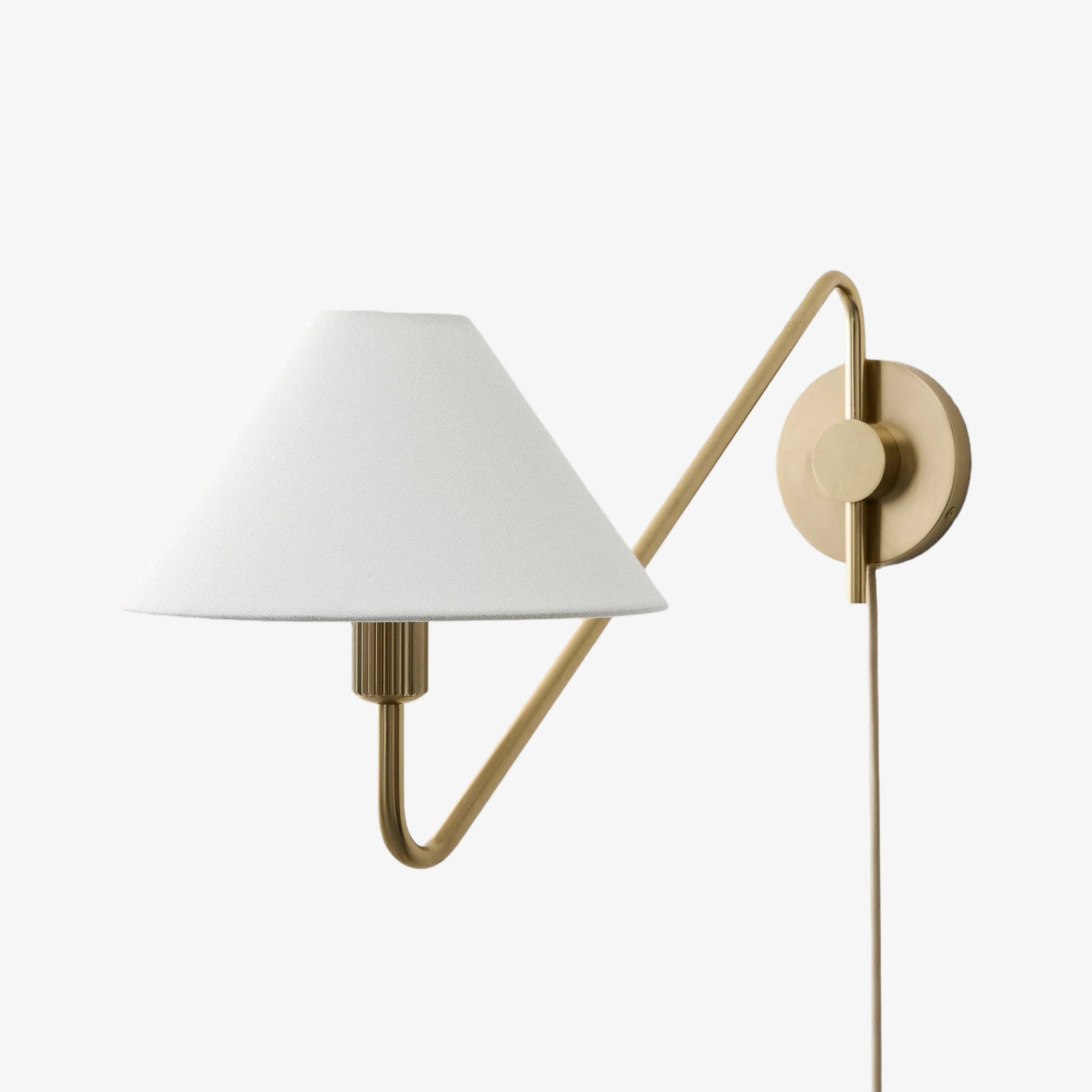 Diora Plug-In Wall Sconce - Champagne Bronze Adjustable Arm Lamp with Linen Shade