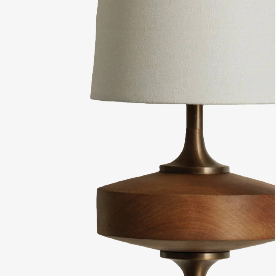 Diora lamp wood and fabric shade detail