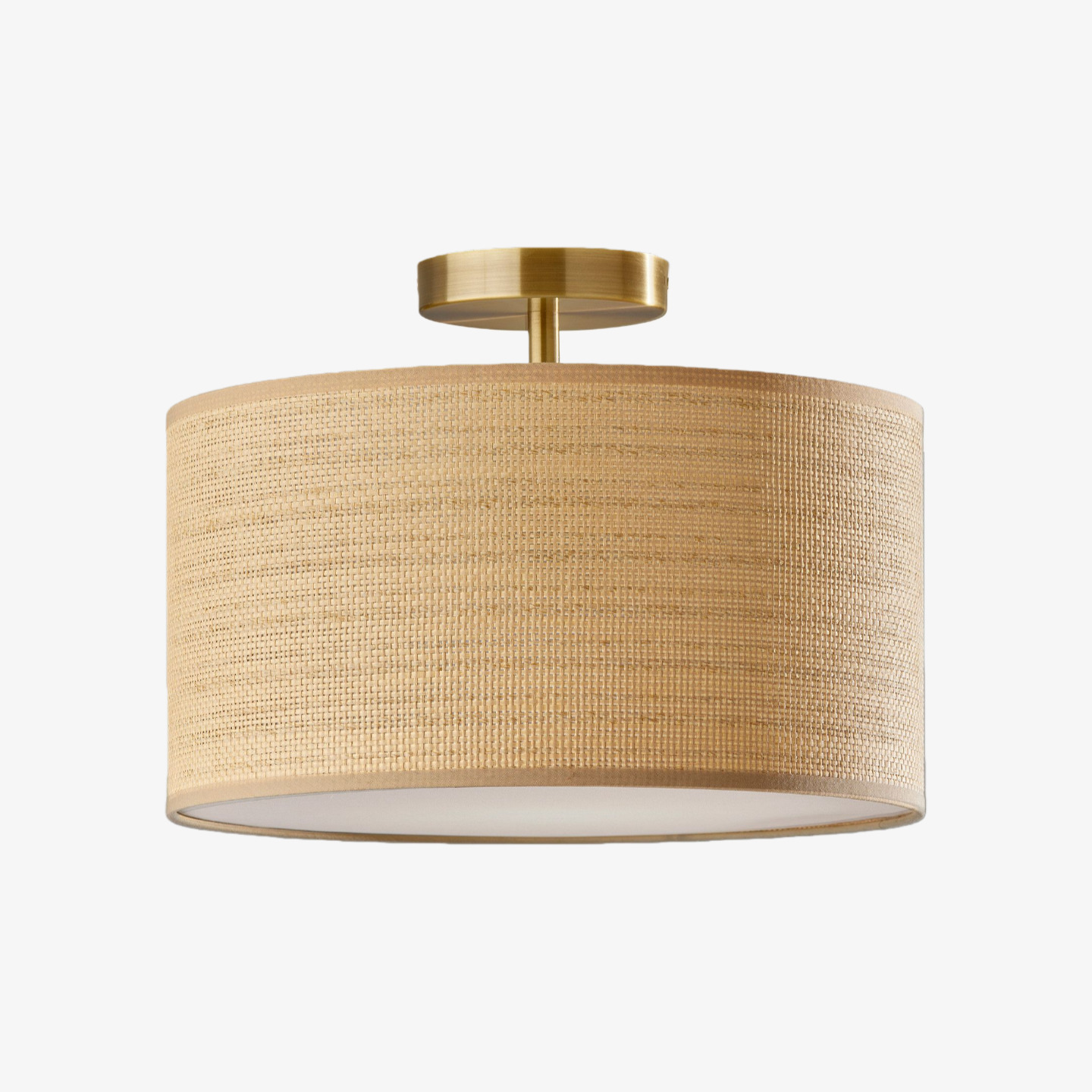 Dumora Woven Paper Drum Shade Ceiling Light – Minimalist Flush Mount Fixture for Living Room and Bedroom