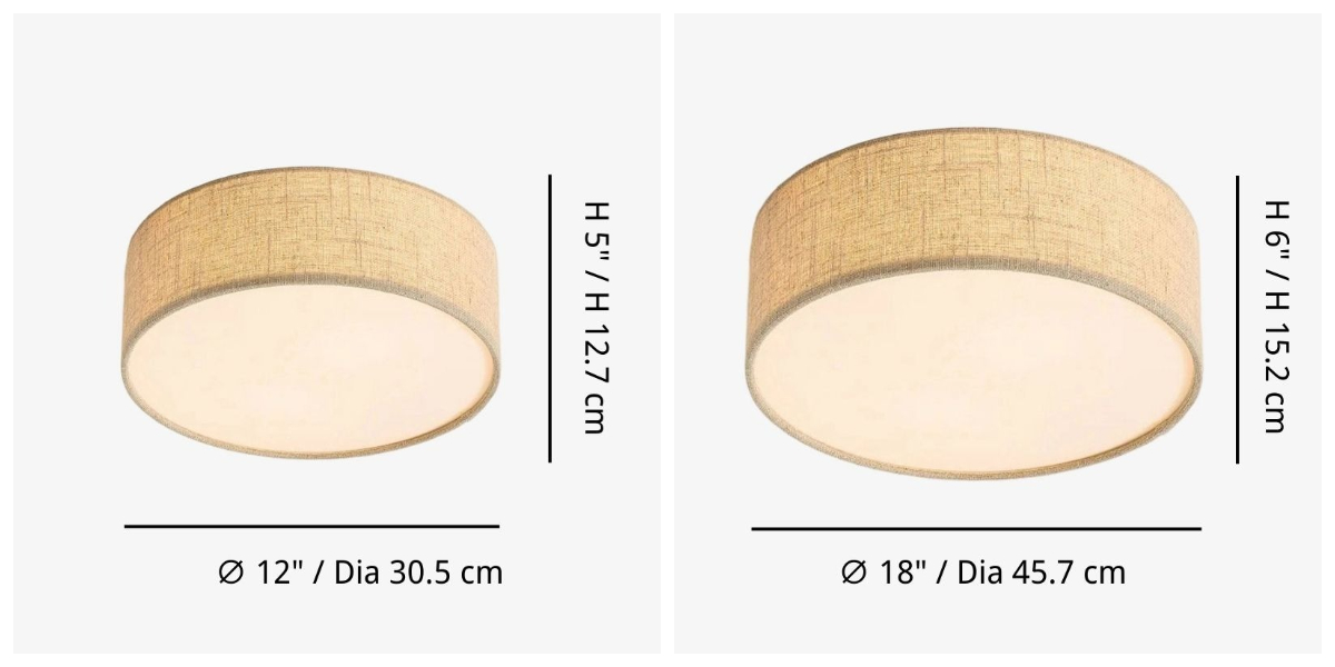 Dumora flush mount ceiling light size diagram