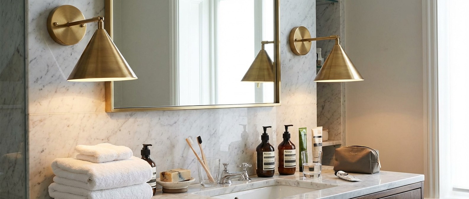 AstroLume wall sconce styled in a bedroom