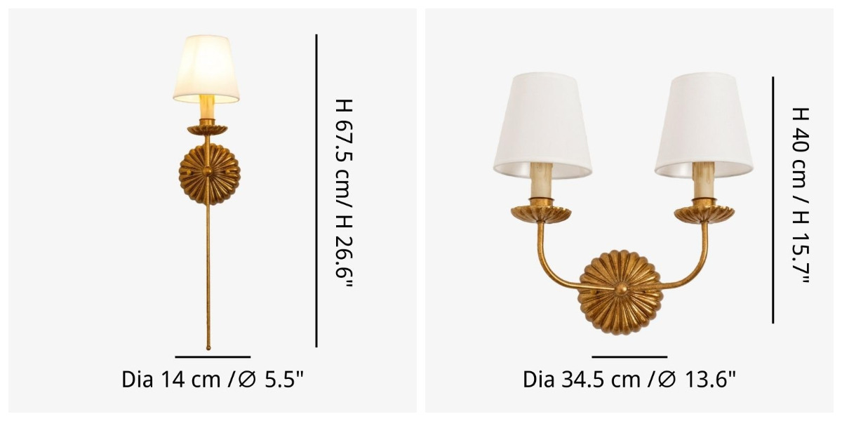 Roven wall lamp size diagram
