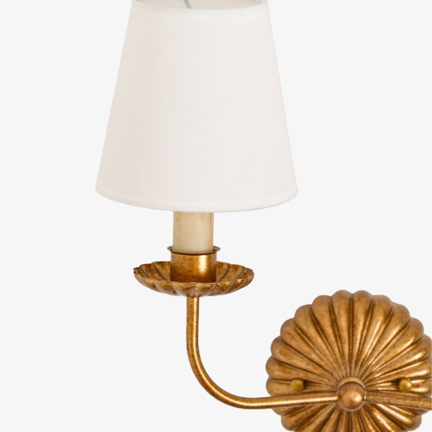 Roven wall lamp fabric shade and gold detail