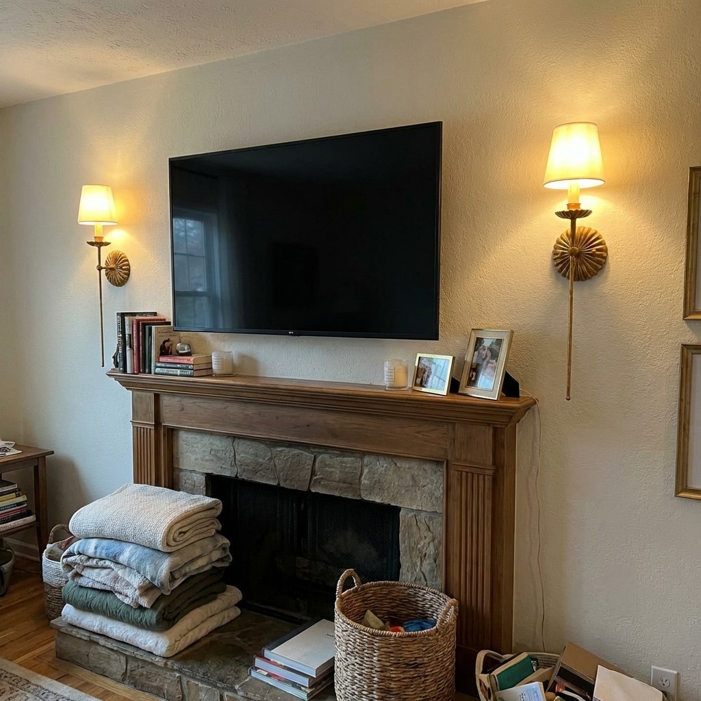 Roven wall lamp styled by a fireplace