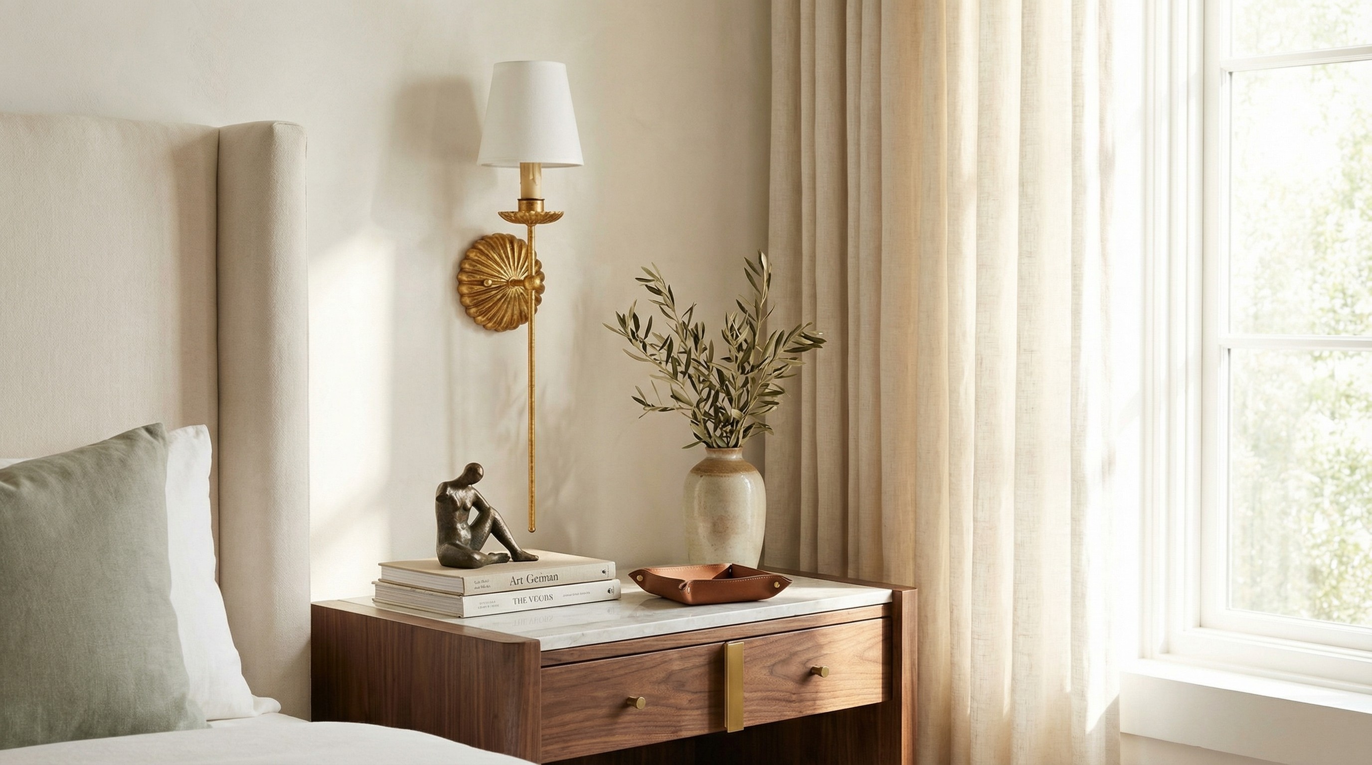 Roven wall lamp in a warm bedroom scene