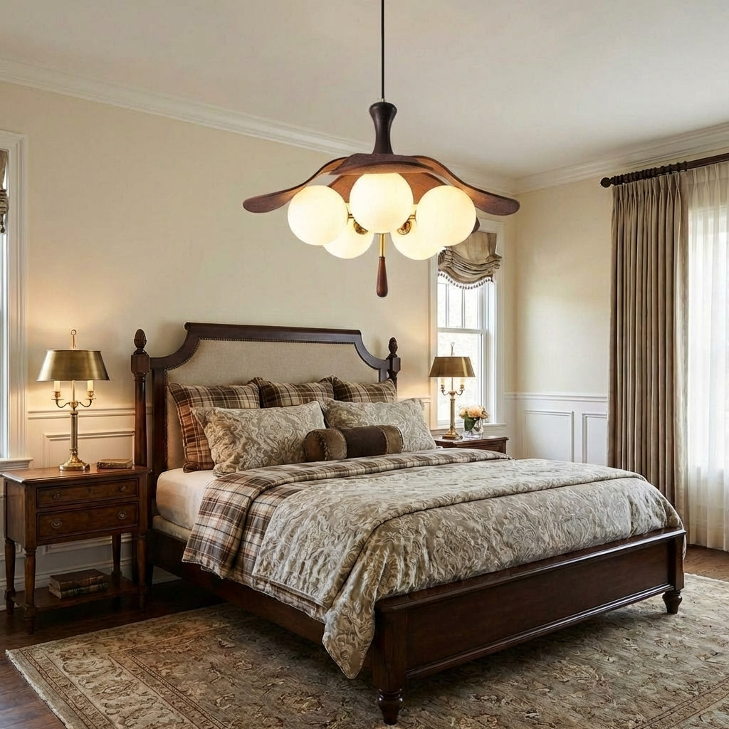 Orrise pendant light above a bedroom