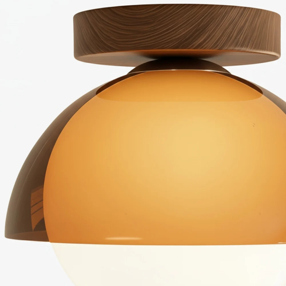 Acrylic globe and amber shade detail