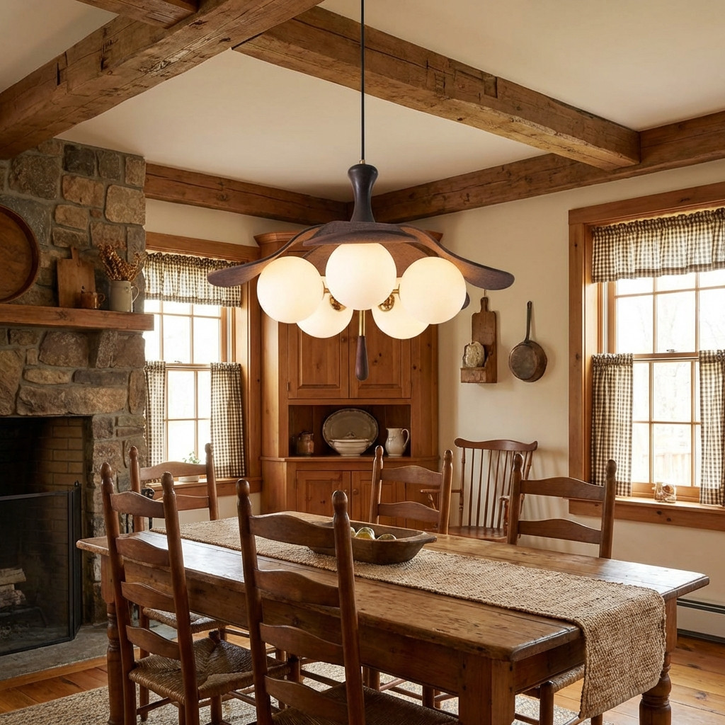 Orrise pendant light in a warm dining room setting