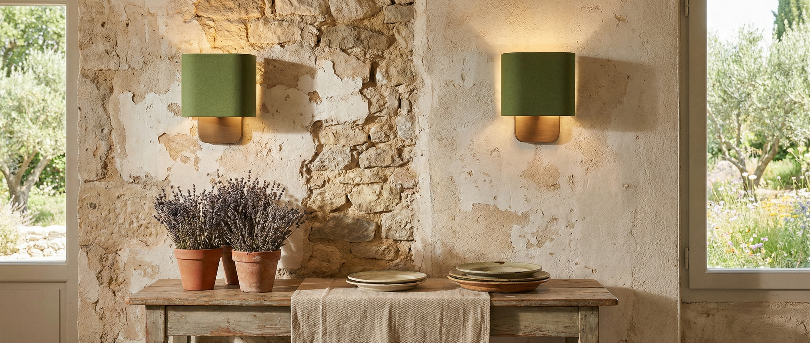 Nolvara wall sconces styled in a bright room