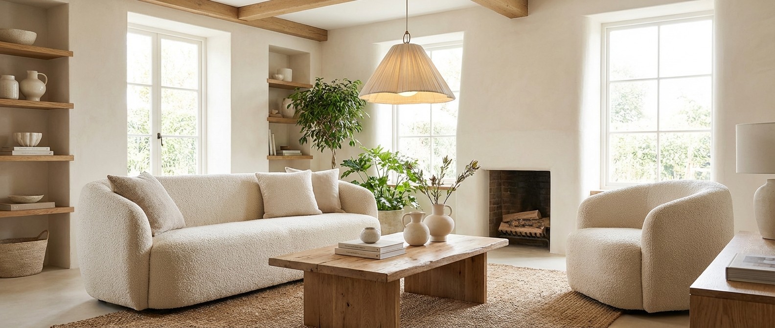 Luminella pendant styled above a refined interior vignette