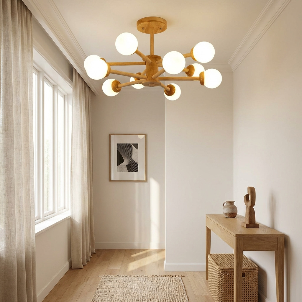 Orrise molecular chandelier in a bright room