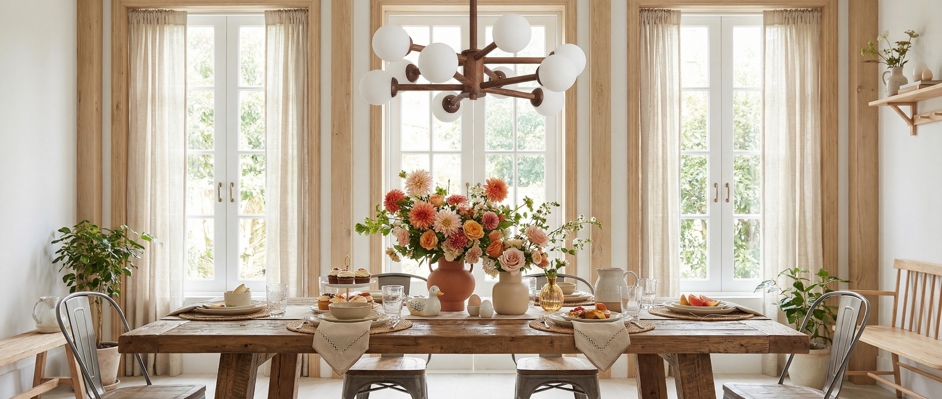 Orrise chandelier in a bright living space