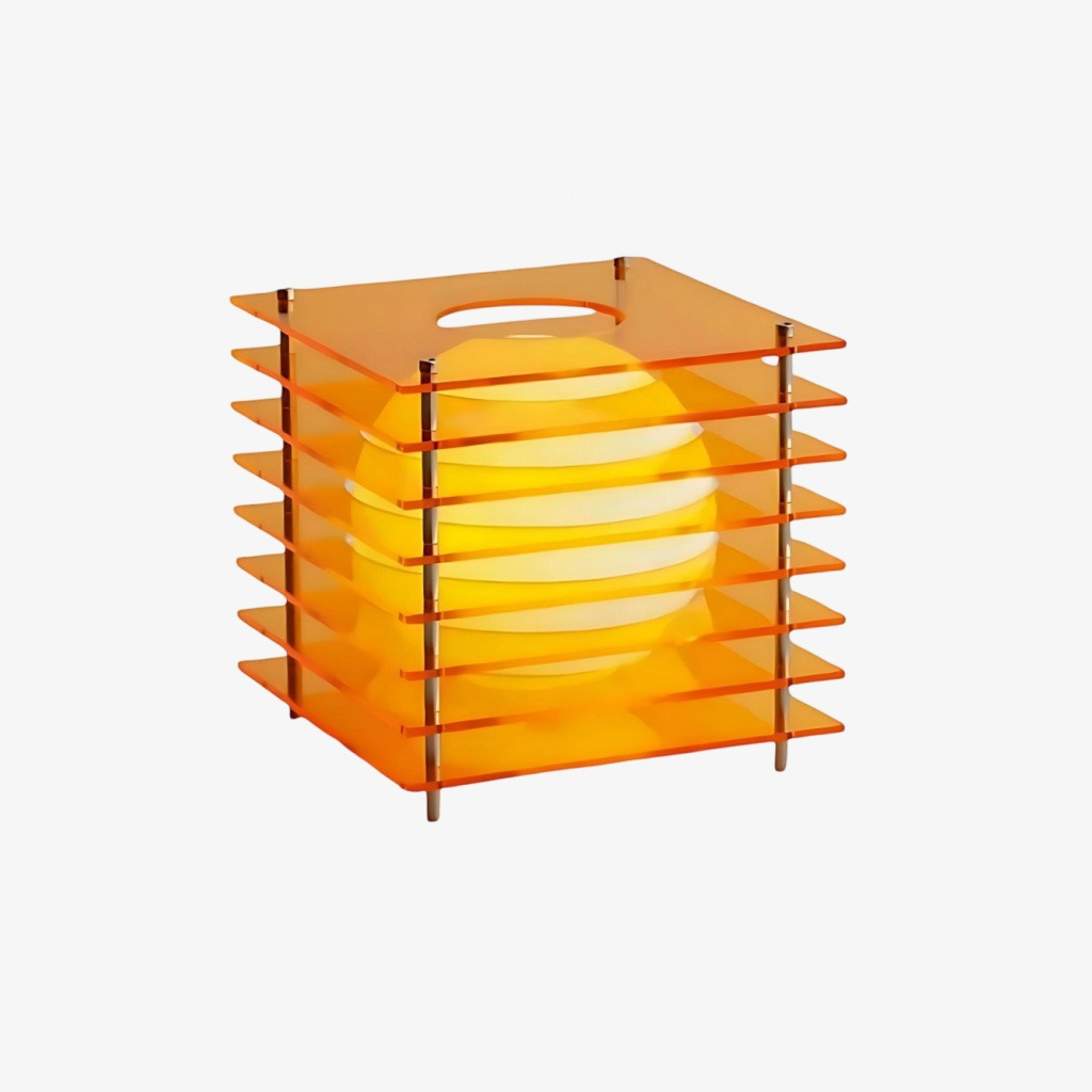 Sunset Geometric Moon Cube Table Lamp Modern Ambient Sphere Light for Bedroom and Living Room