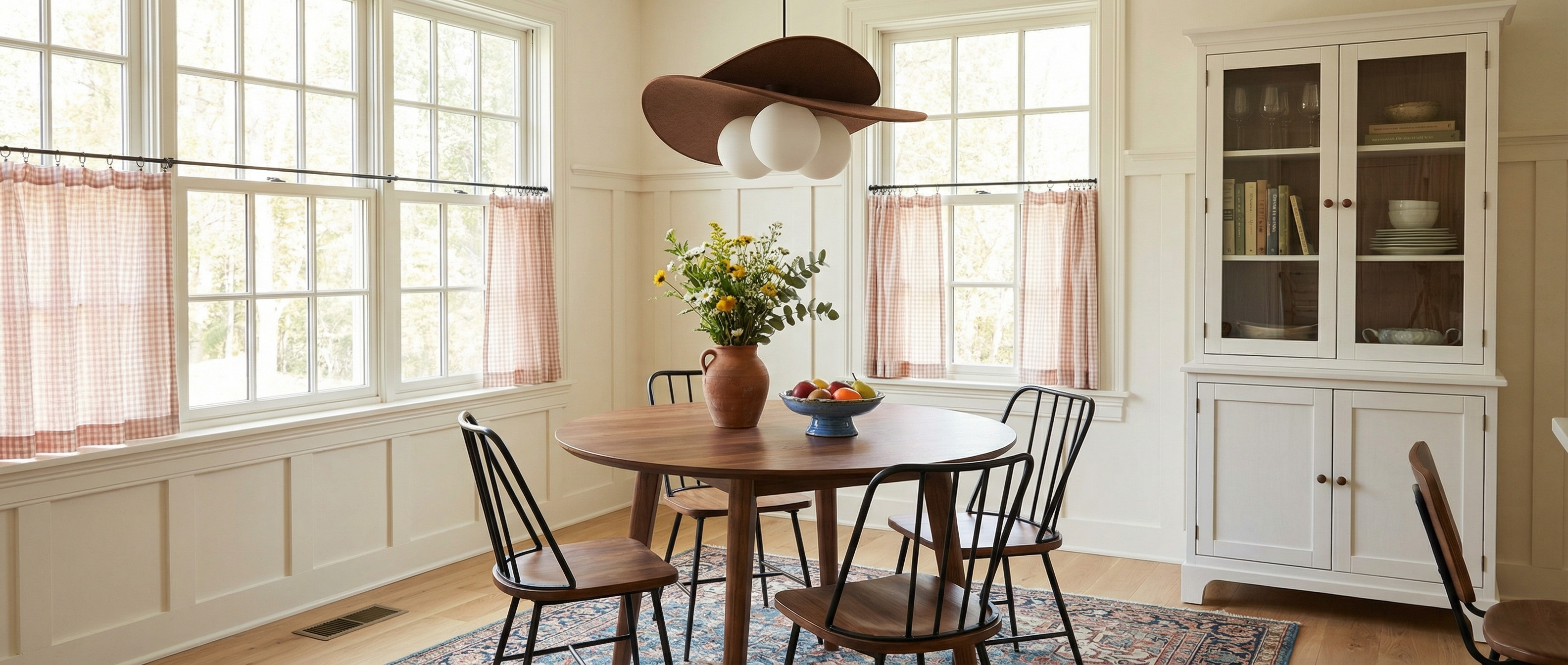 Orrise pendant light in a bright dining room
