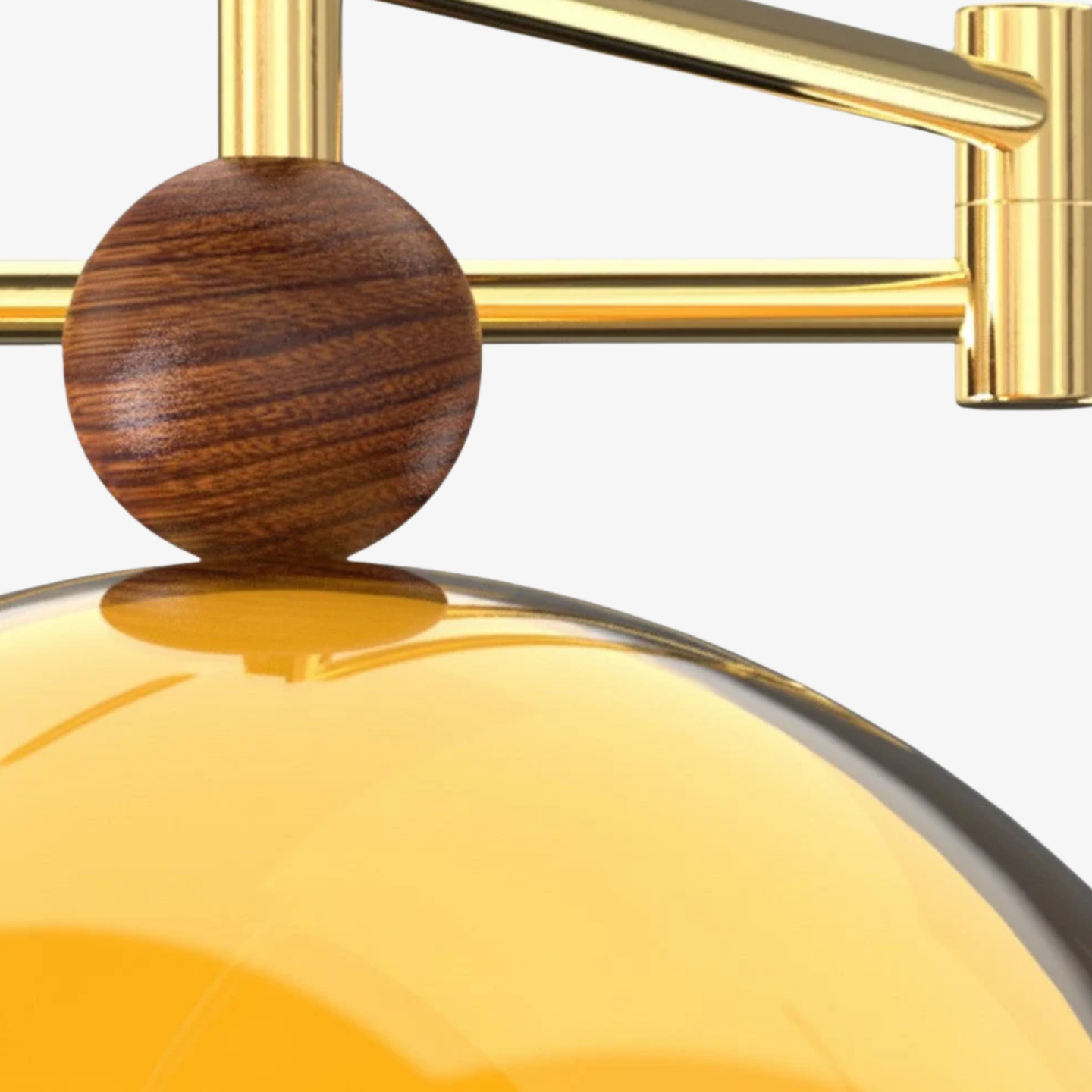 Close-up of wood detail and golden arm