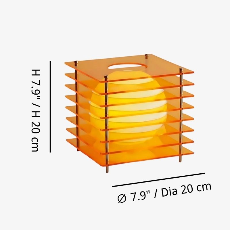 Afterglow moon cube table lamp 7.9 inch size diagram