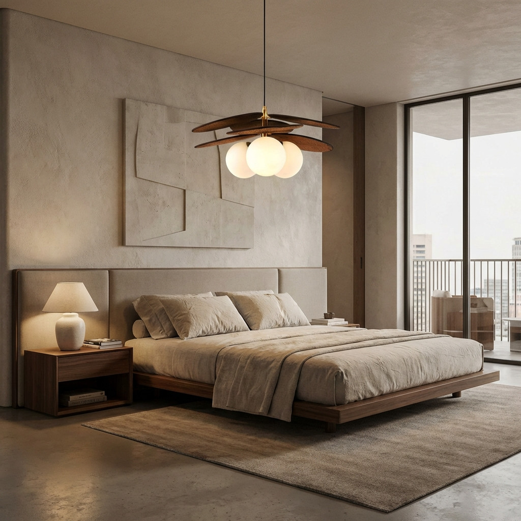 Orrise pendant light in a bedroom