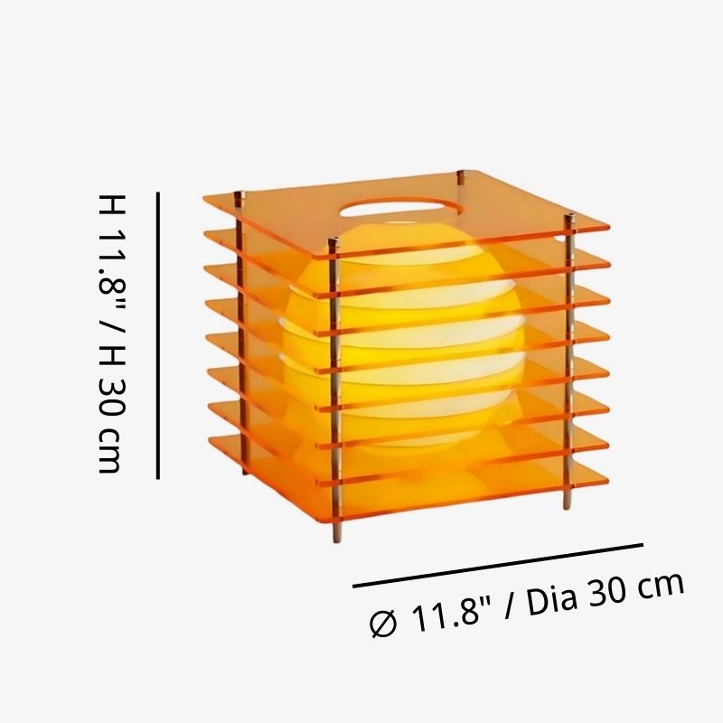 Afterglow moon cube table lamp 11.8 inch size diagram