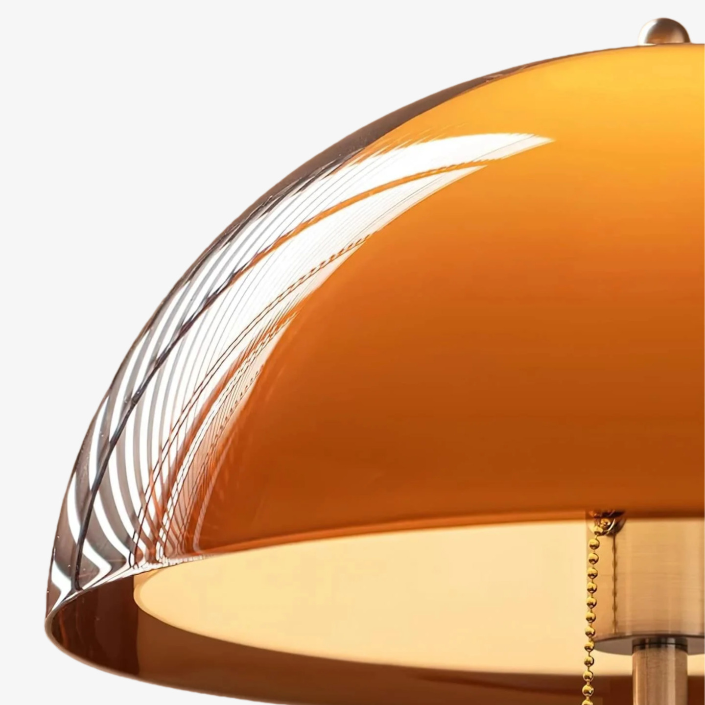 Close-up of the amber acrylic lamp shade detail