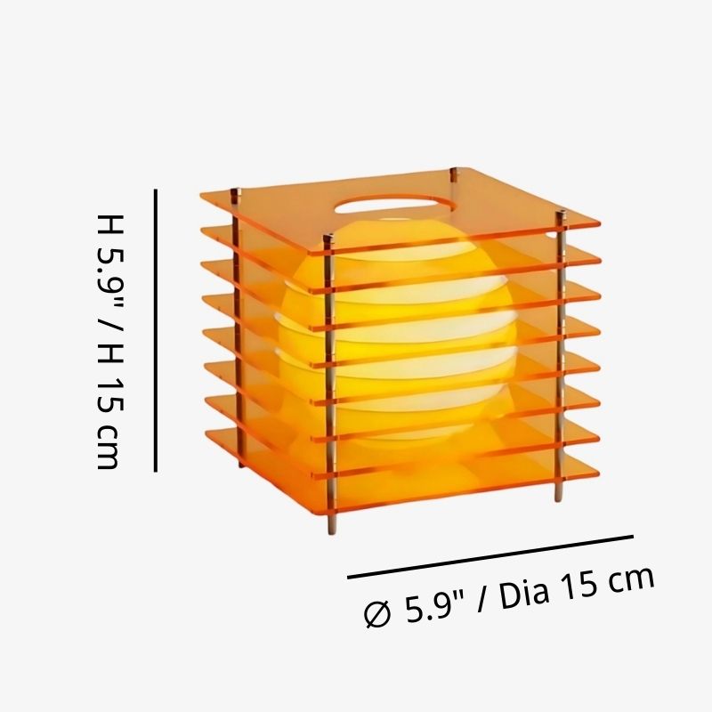 Afterglow moon cube table lamp 5.9 inch size diagram