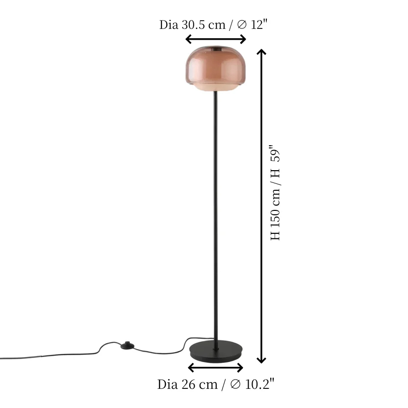 Clinco floor lamp dimensions diagram