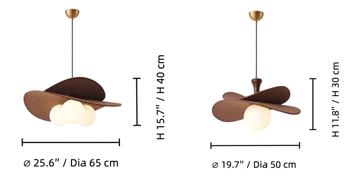 Orrise pendant light size diagram