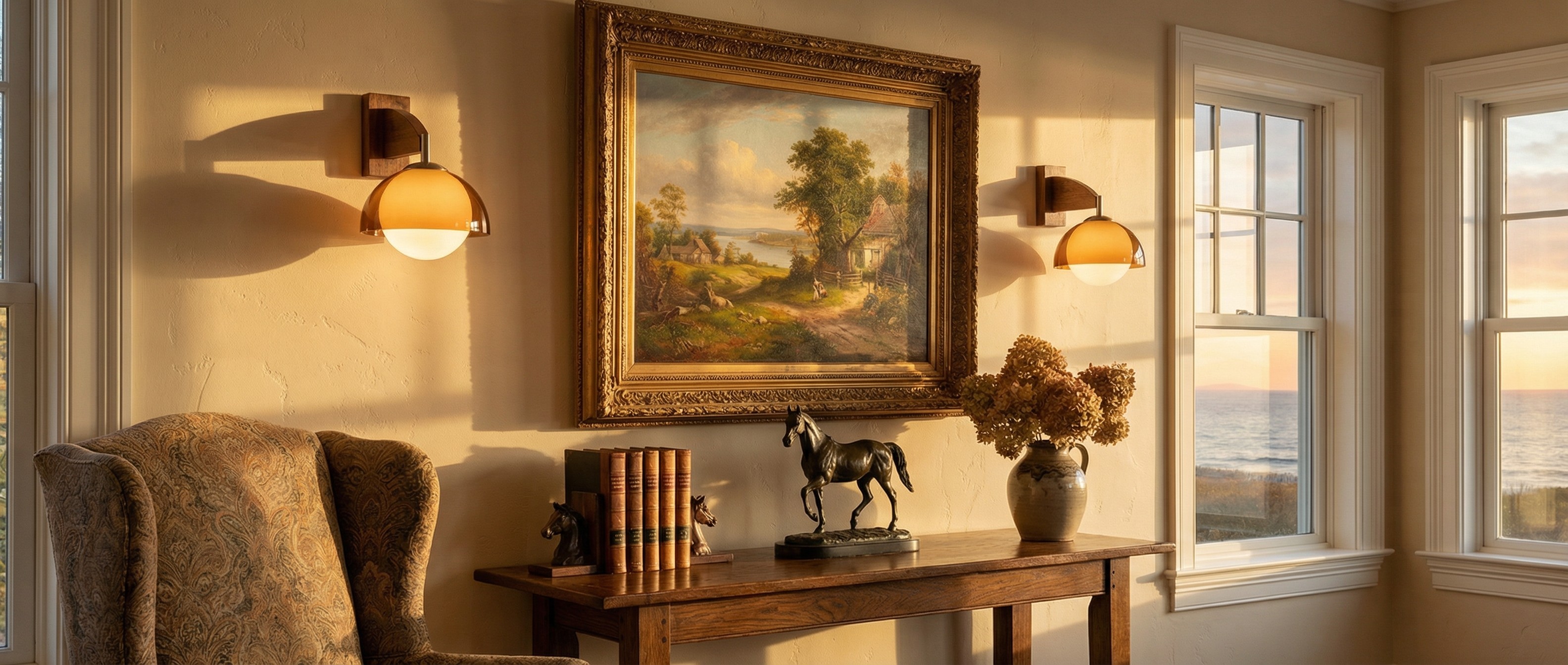 Afterglow wall lamp in a sunset dining space