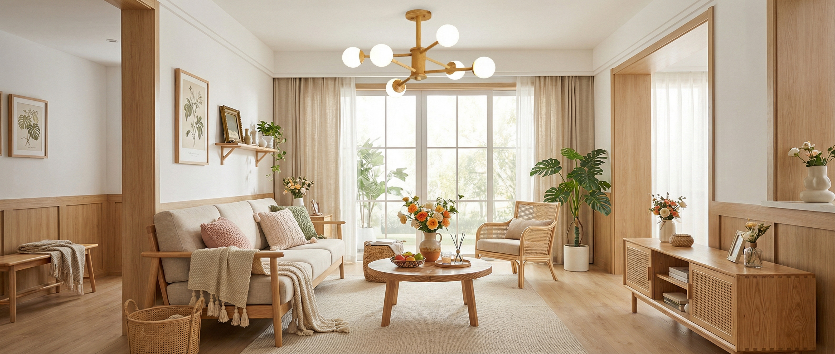 Orrise chandelier in a warm home setting