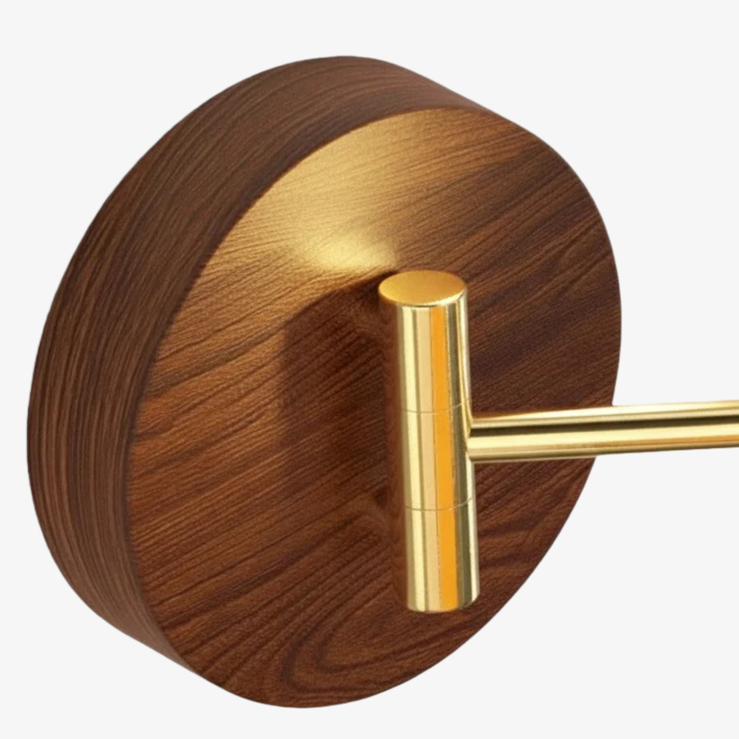 Close-up of wood texture base and metal arm