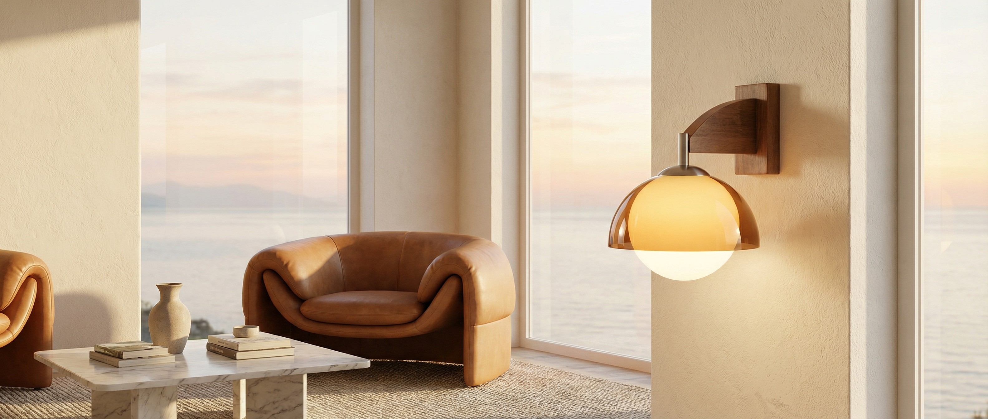 Afterglow wall lamp styled in a contemporary room