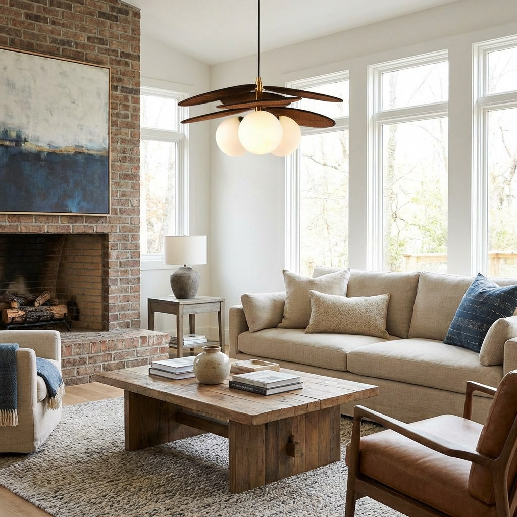 Orrise pendant light in a bright living room