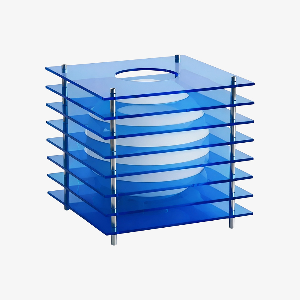 Blue-White Afterglow moon cube table lamp
