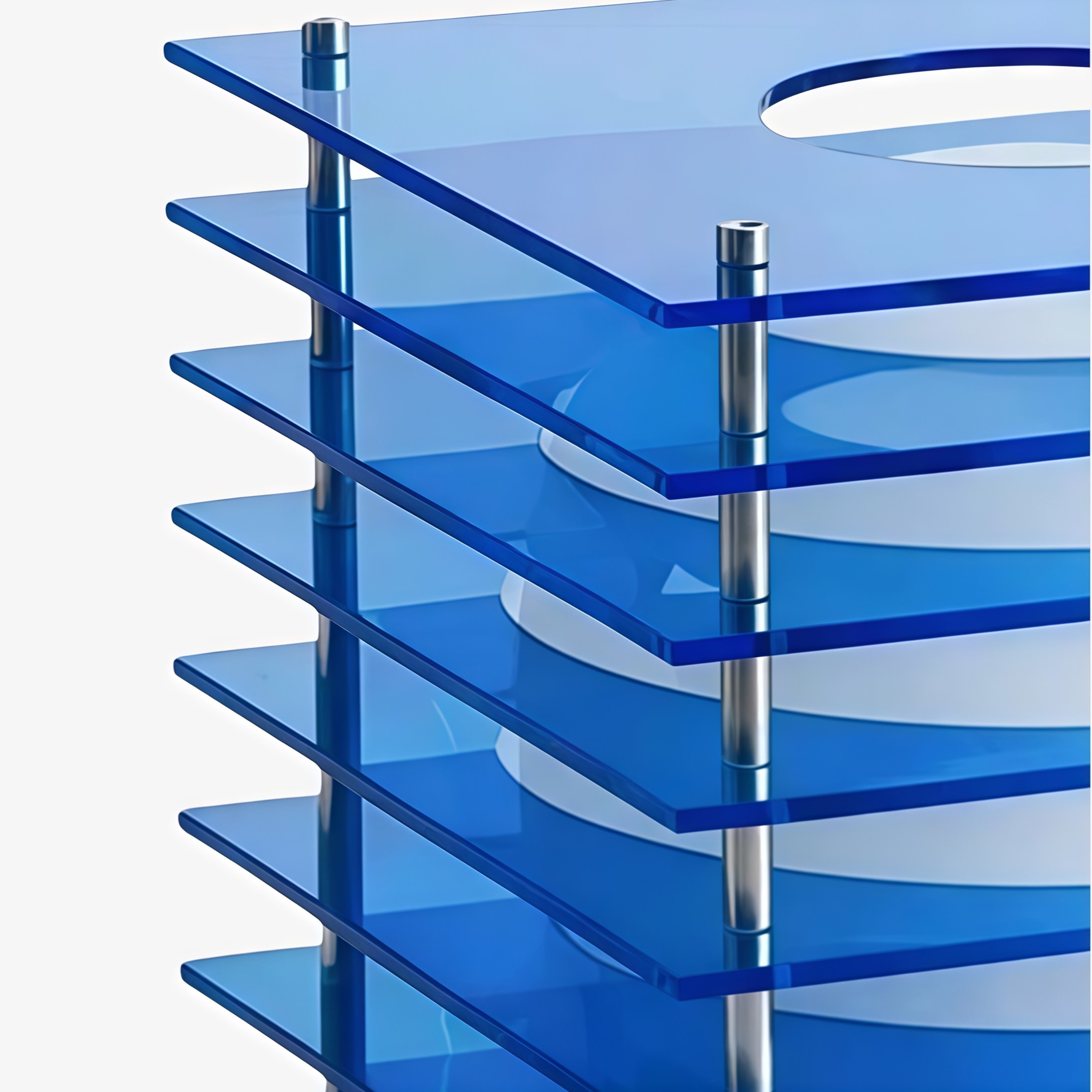 Blue acrylic lamp detail