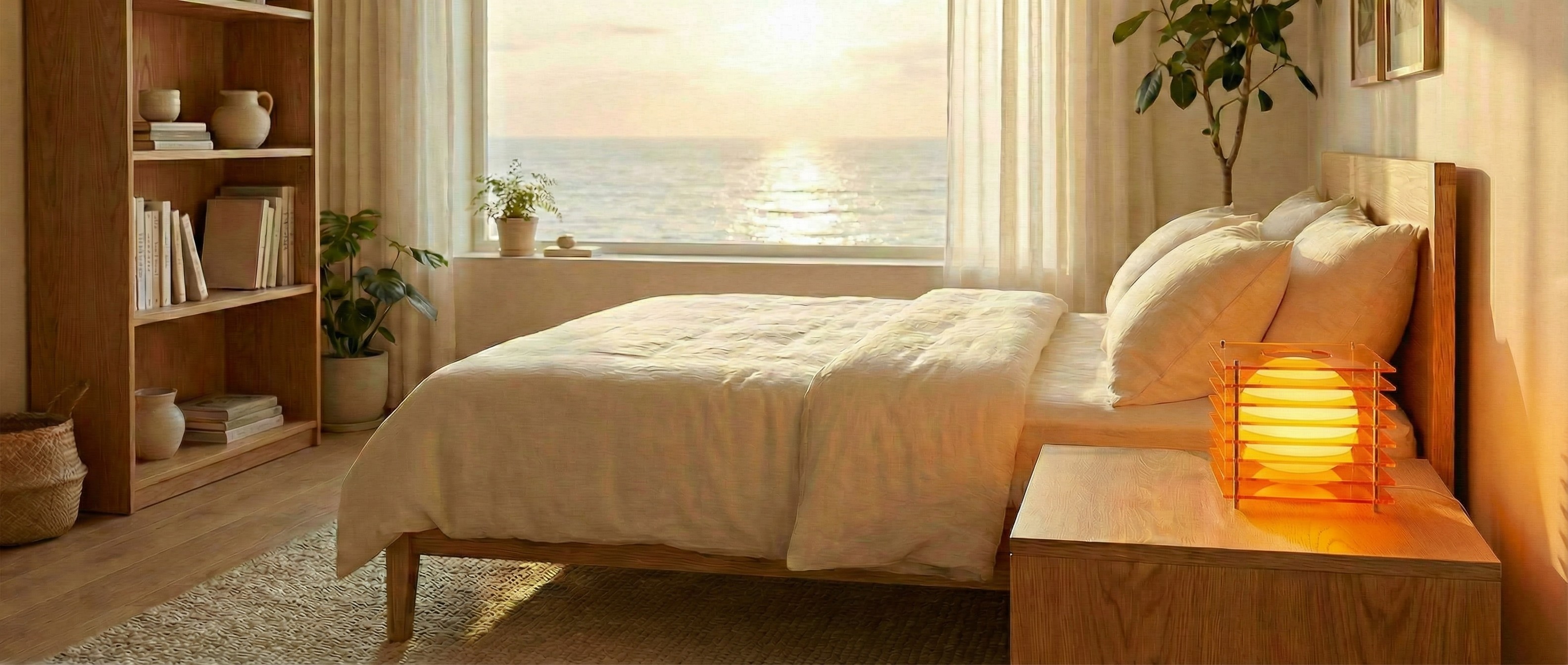 Afterglow moon cube lamp in a styled sunset room scene