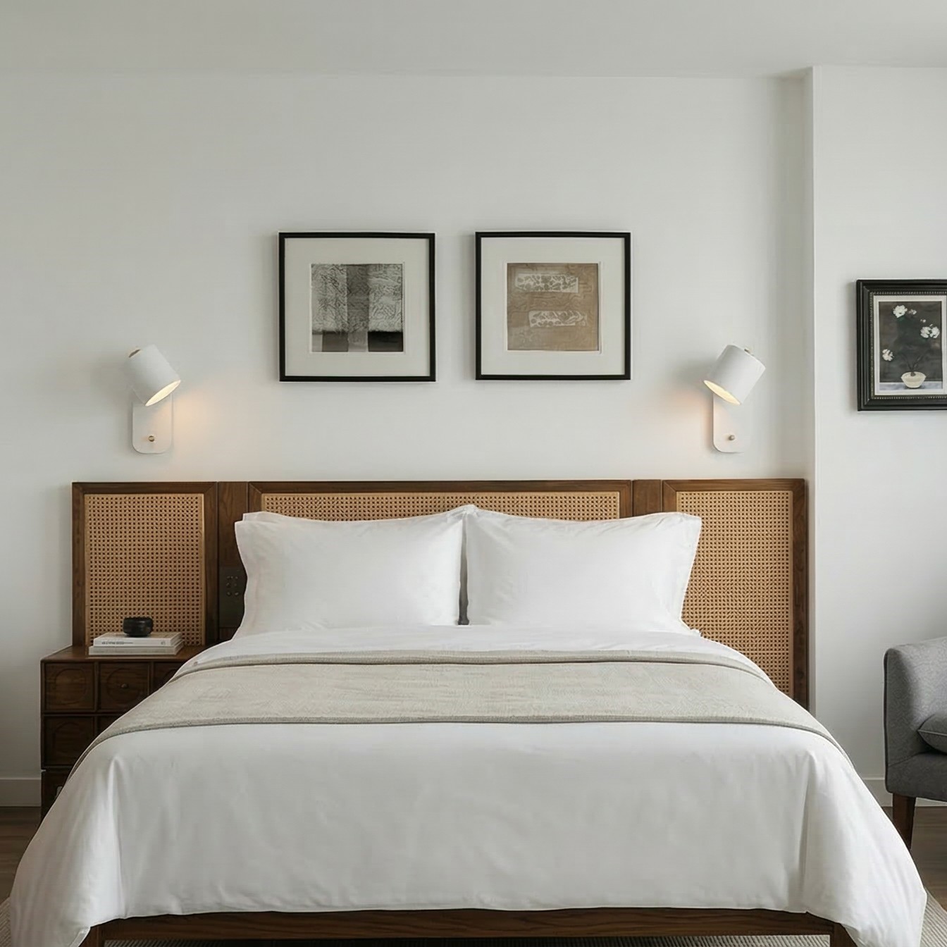 Customer bedroom with Aurabrova wall sconces