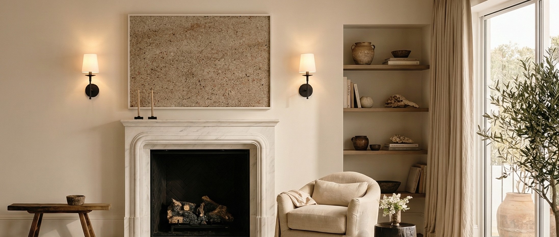 Rowan wall sconce styled in a warm interior