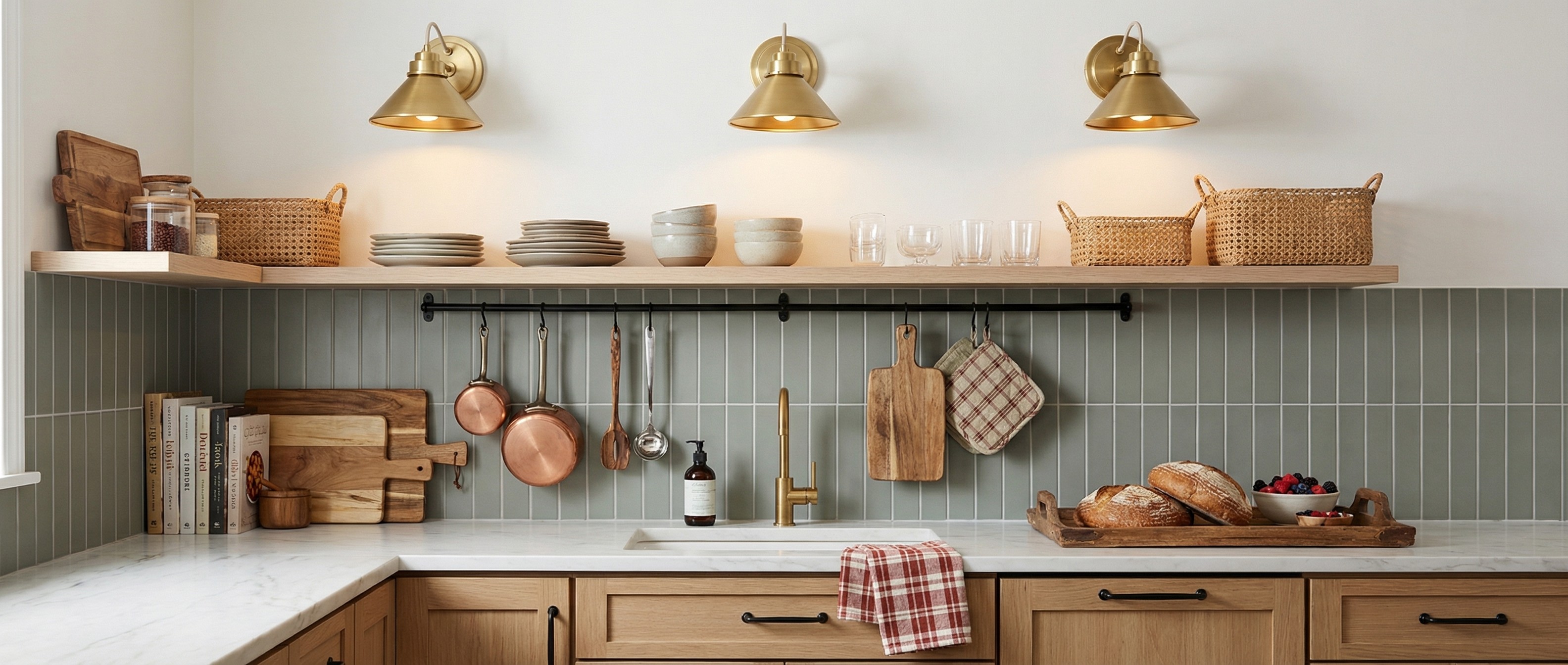 Aurenza wall lights in a warm farmhouse room