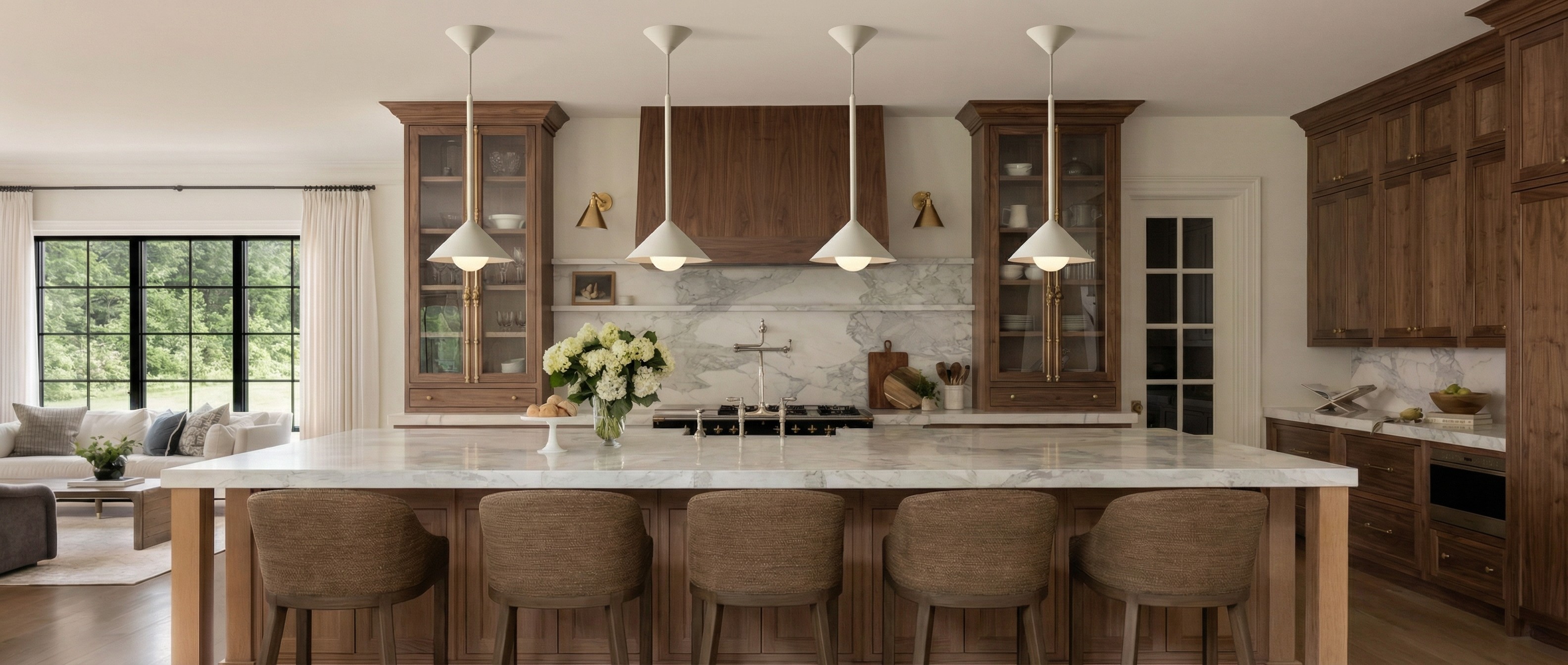Brivana pendant lights styled over a dining table