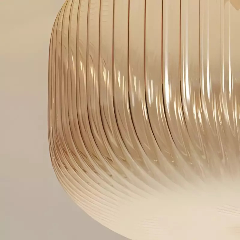 Close view of Navello fluted amber glass shade