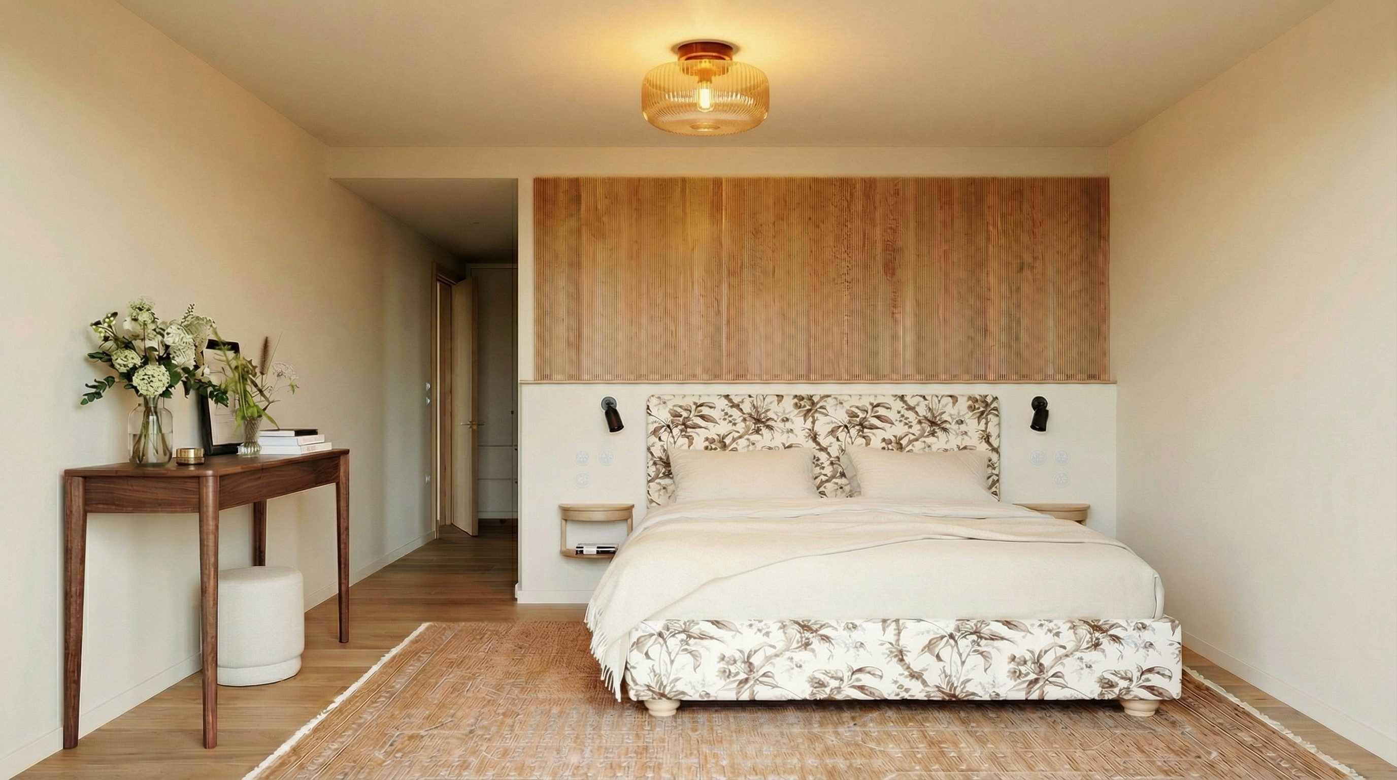 Navello ceiling light adding warm light to a bedroom