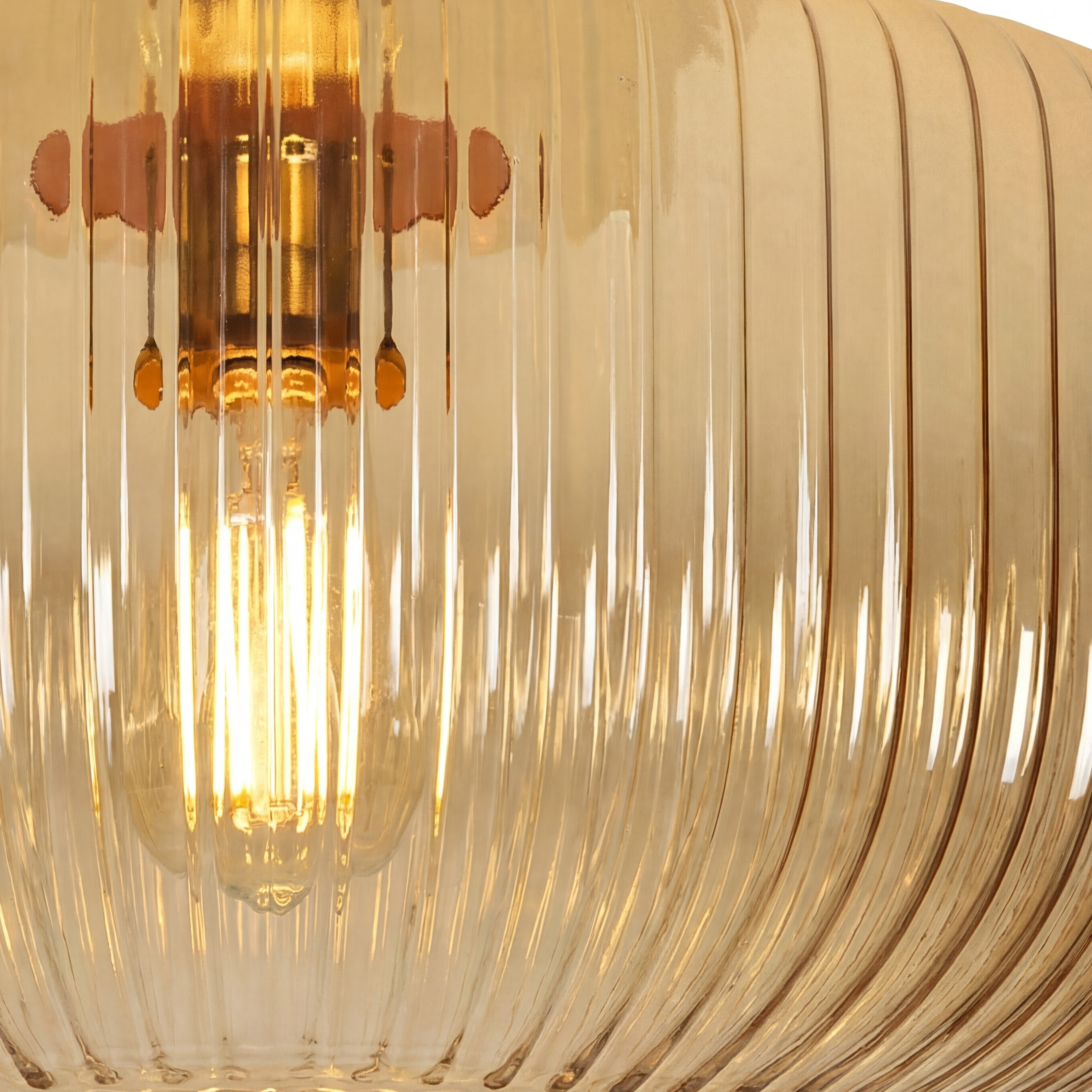 Illuminated amber ribbed glass detail