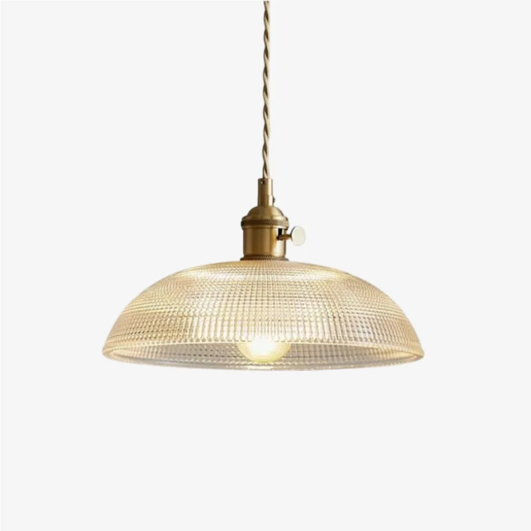 Ribella Clear Ribbed Glass Dome Pendant Light for Kitchens and Dining Areas