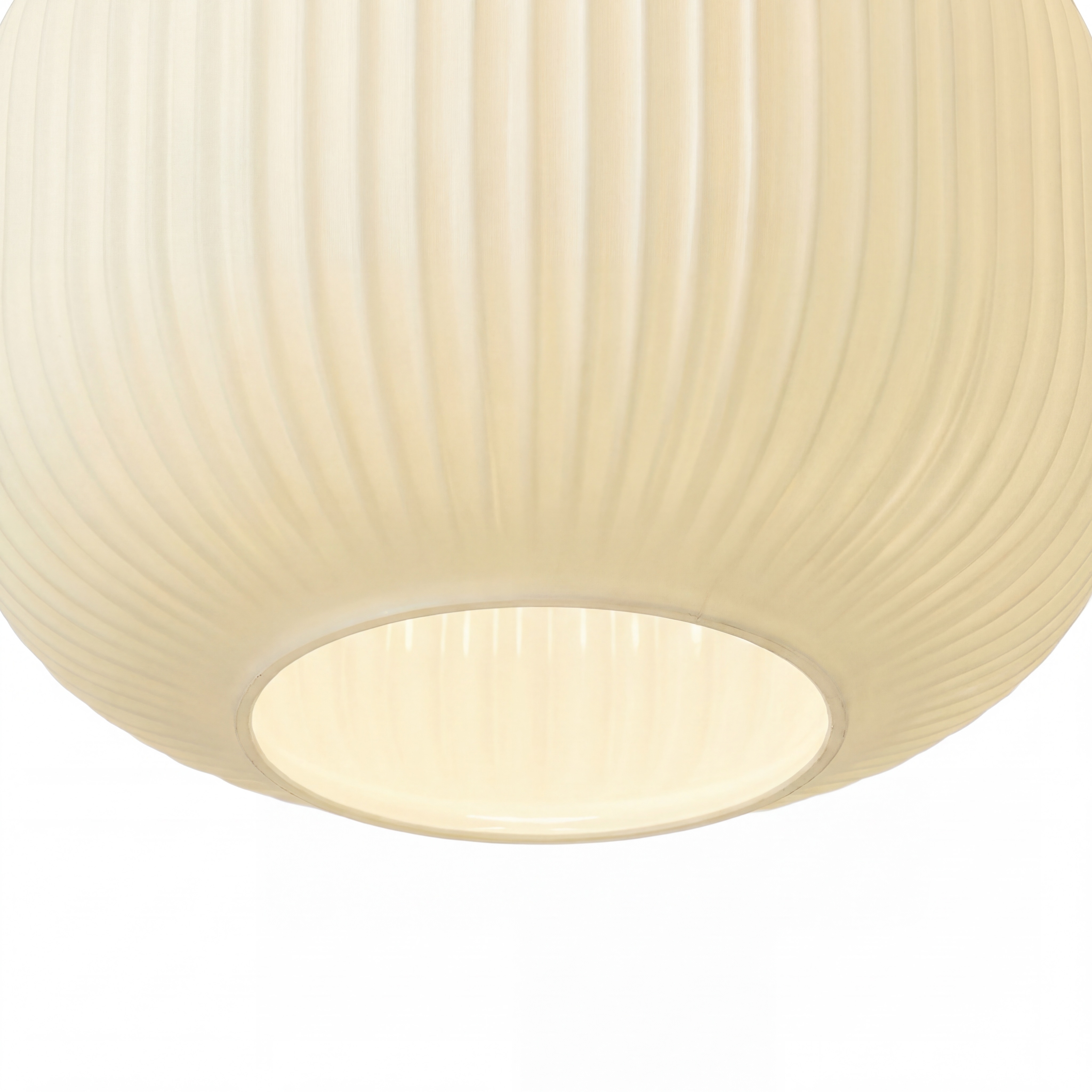 Illuminated ribbed glass texture of the Opalora pendant