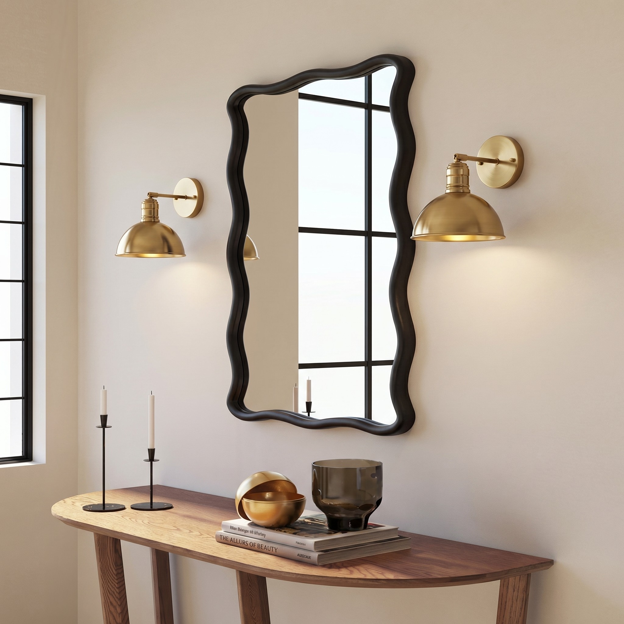 AstroLume wall sconces beside a mirror