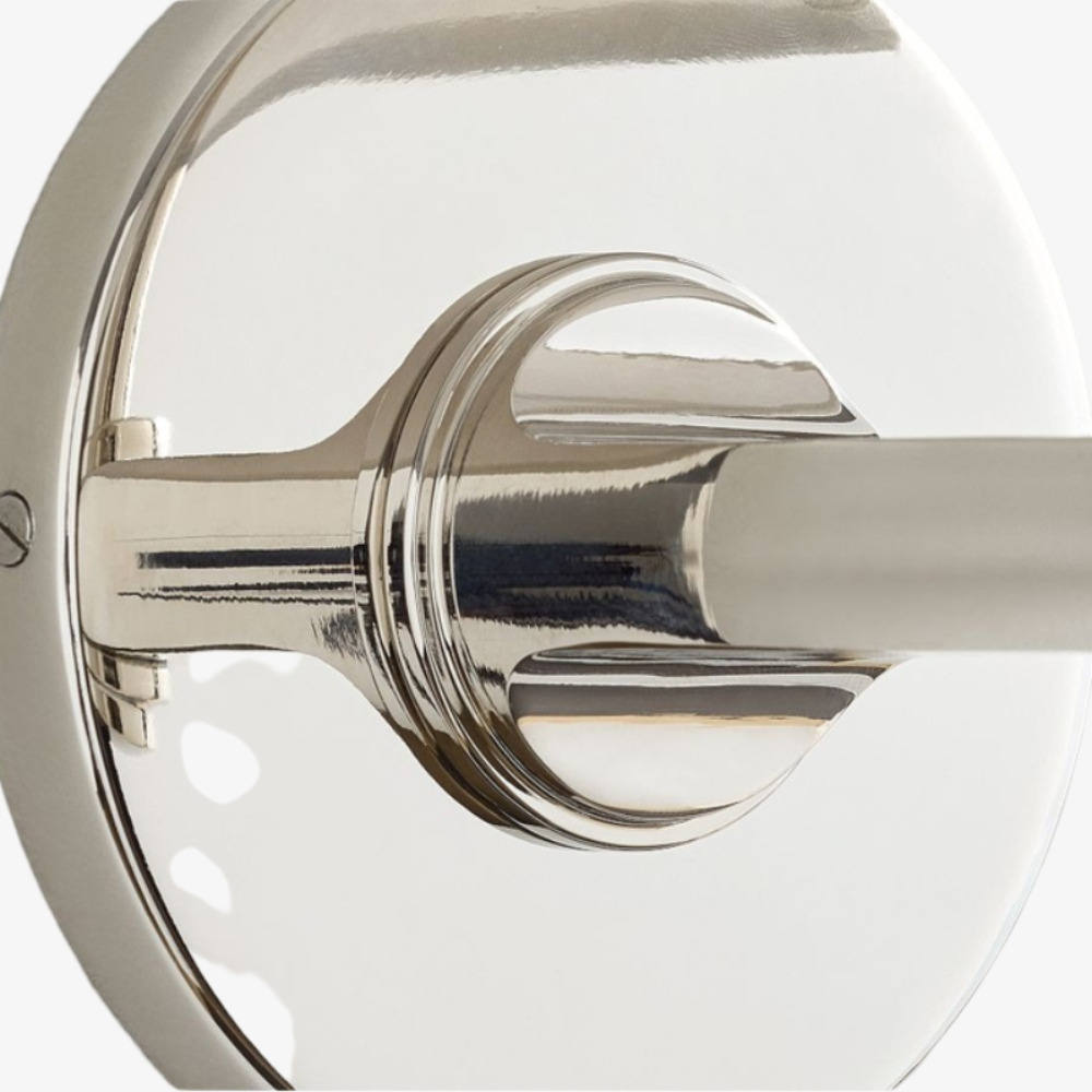 Polished nickel detail on Roven wall sconce