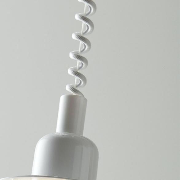 Close-up detail of the pendant light cord and socket