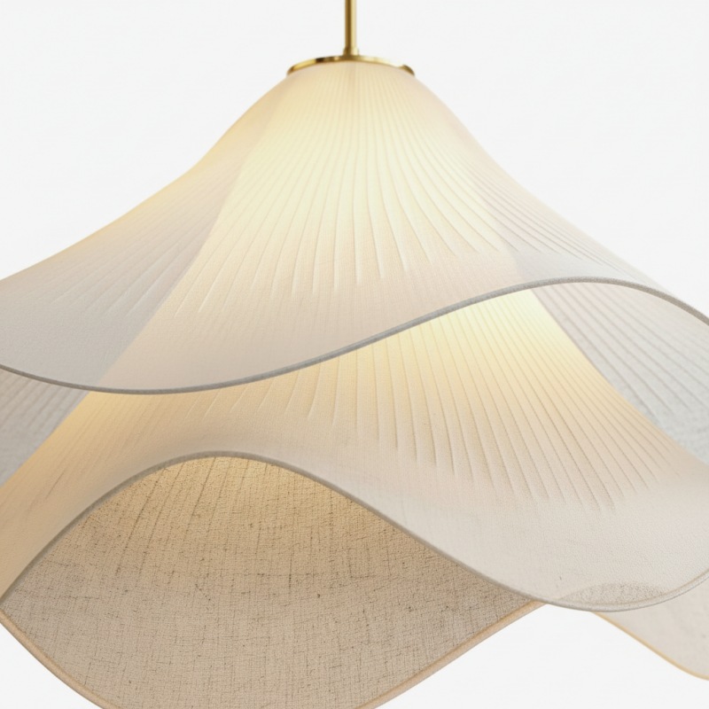 Waved fabric layers of the Ethereal Bloom pendant light