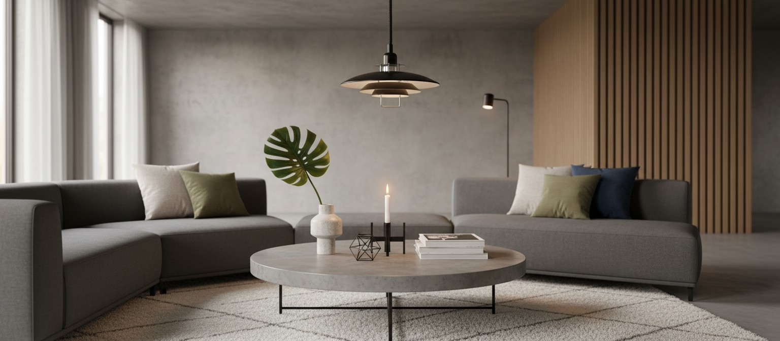 PH Series lighting collection in a modern living room
