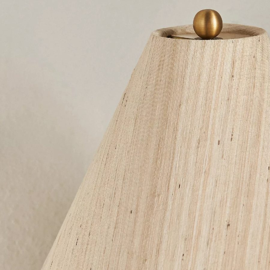 Close view of the Ceruna lamp linen shade texture