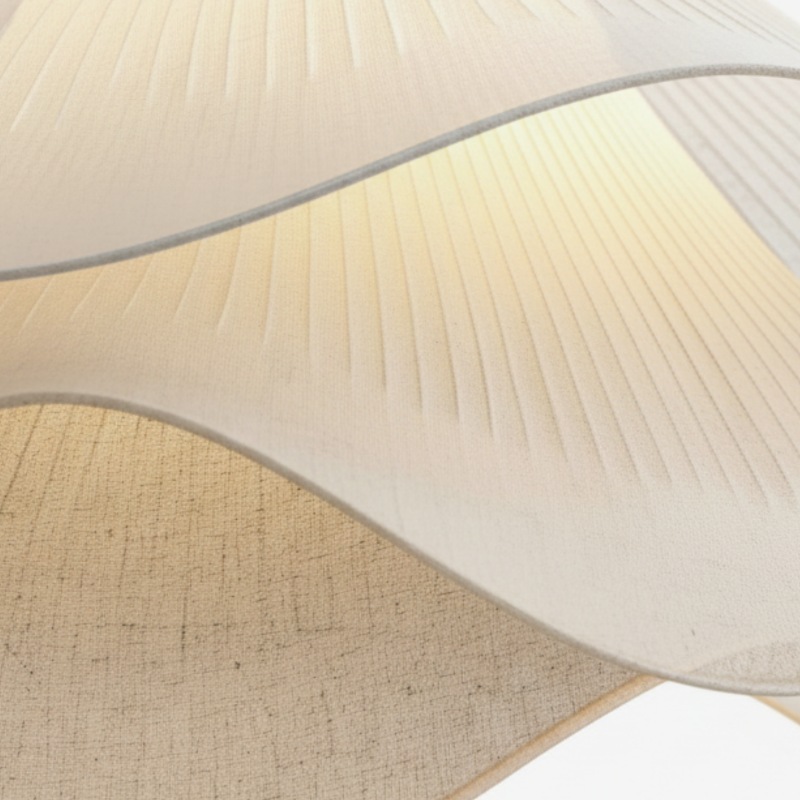 Close-up of layered fabric shade construction